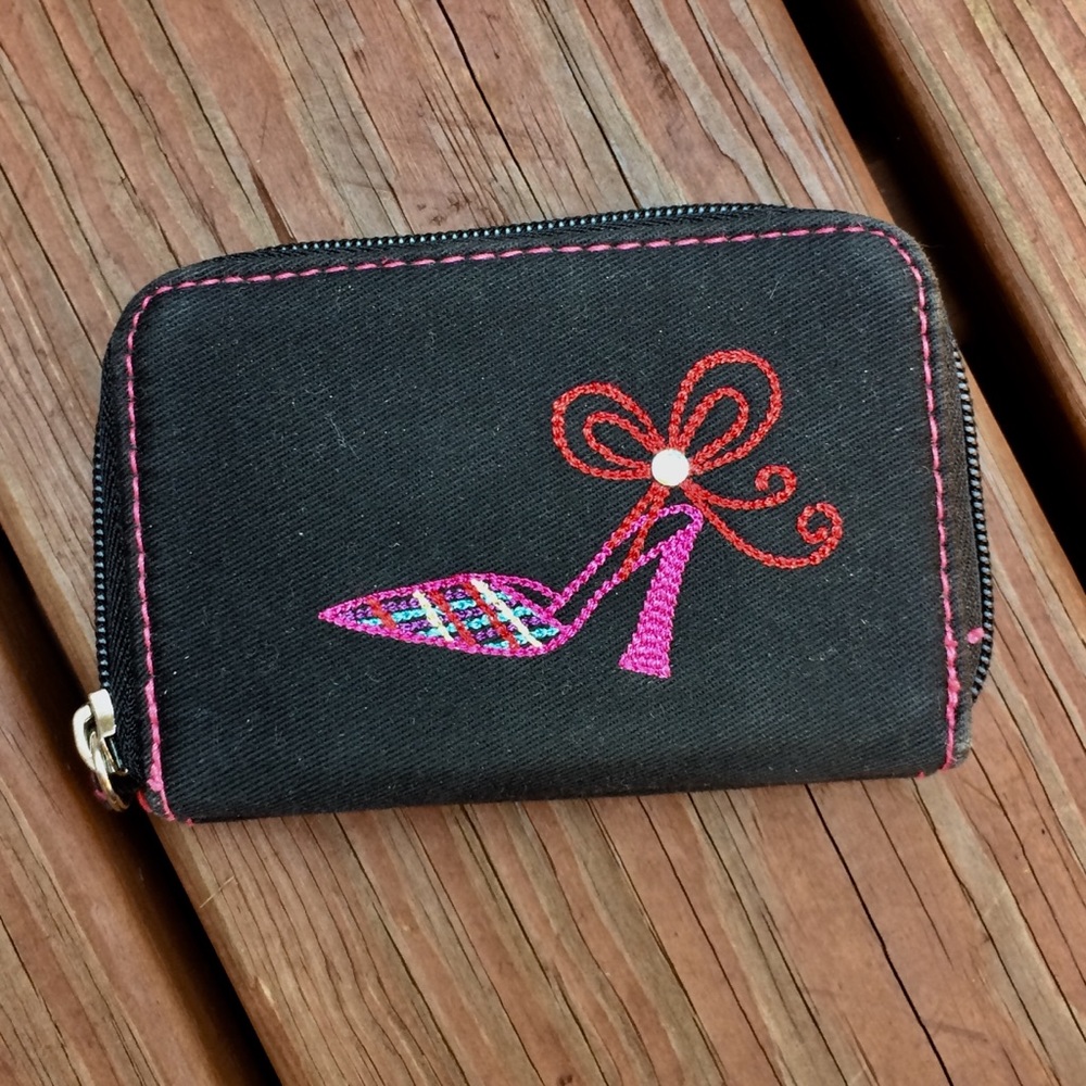 Like New Embroidered High Heel Sandal Shoe Wallet